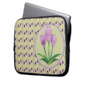 Lila Tulpe Blume Vintages Muster niedlich Laptopschutzhülle (Vorderseite Links)