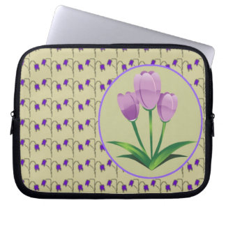 Lila Tulpe Blume Vintages Muster niedlich Laptopschutzhülle