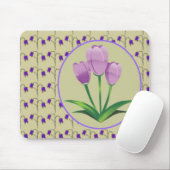 Lila Tulpe Blume Vintages Muster niedlich Mousepad (Mit Mouse)
