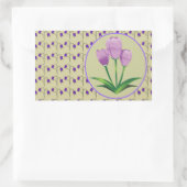 Lila Tulpe Blume Vintages Muster niedlich Rechteckiger Aufkleber (Tasche)
