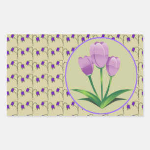 Lila Tulpe Blume Vintages Muster niedlich Rechteckiger Aufkleber