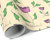 Lila Tulpen auf gelbem Hintergrund Geschenkpapier (Rolleneckpunkt)