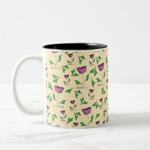 Lila Tulpen auf gelbem Hintergrund Zweifarbige Tasse