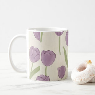 Lila Tulpen Blumenmuster Kaffeetasse