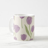 Lila Tulpen Blumenmuster Kaffeetasse (Vorderseite Links)