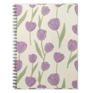 Lila Tulpen-Blumenmuster-Notizbuch - Süßes Journal Notizblock