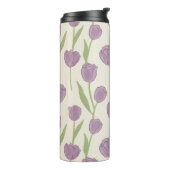 Lila Tulpen Blumenmuster Thermosbecher (Nach links gedreht)