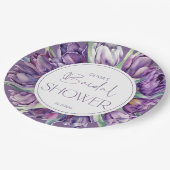 Lila Tulpen-Brautparty Pappteller (Schrägansicht)