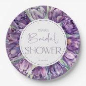 Lila Tulpen-Brautparty Pappteller (Vorderseite)