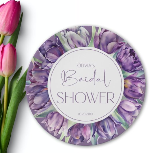 Lila Tulpen-Brautparty Pappteller
