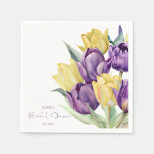 Lila Tulpen-Brautparty Serviette