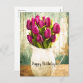 Lila Tulpen, Feiertagspostkarte (Vorne/Hinten)