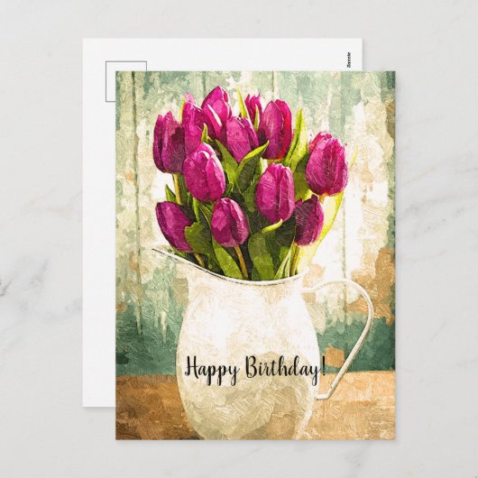 Lila Tulpen, Feiertagspostkarte (Vorne/Hinten)