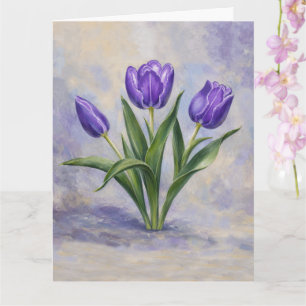 Lila Tulpen gefaltete Grußkarte Karte