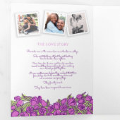 Lila Tulpen Herzkunstgeschichte Hochzeit Dreifach-gefaltete Programmkarte (Innen Erste Seite)