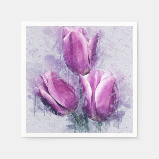 Lila Tulpen-Papier-Servietten Serviette (Vorderseite)