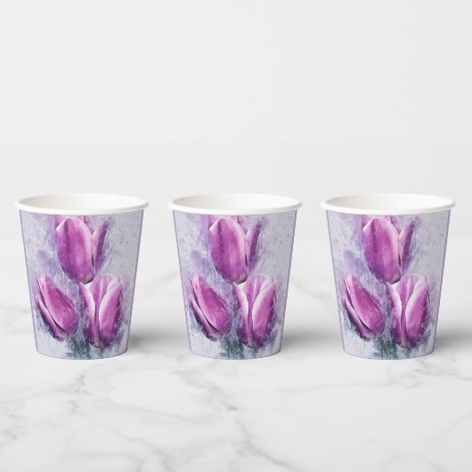 Lila Tulpen-Papierbecher Pappbecher (Multi)