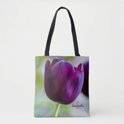 Lila Tulpen-Tragetasche Tasche (Vorderseite)