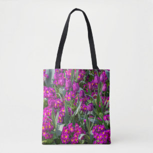 Lila Tulpen u. Primeln Taschen-Tasche Tasche