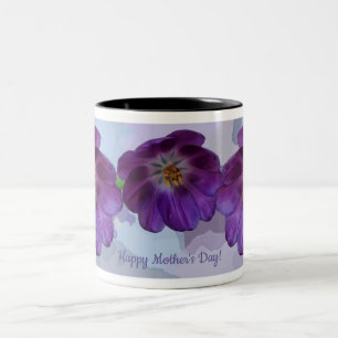 Lila Tulpen und benutzerdefinierte Text Zwei-Tone- Zweifarbige Tasse