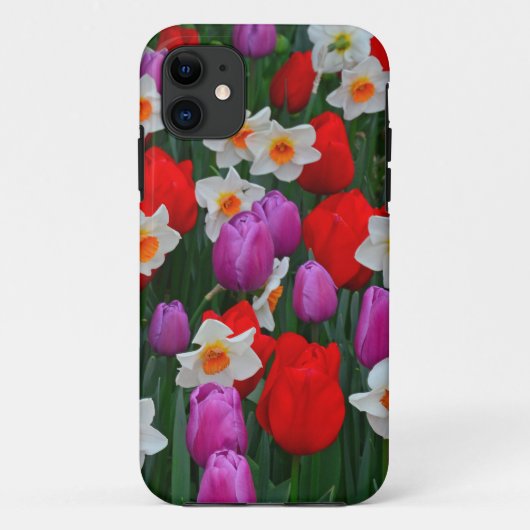 Lila Tulpen und Gartenmöbel Case-Mate iPhone Hülle (Rückseite)