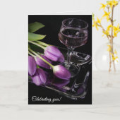 lila Tulpen und Wein Karte (Gelbe Blume)