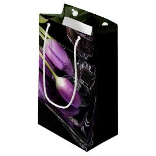 Lila Tulpen und Wein Kleine Geschenktüte