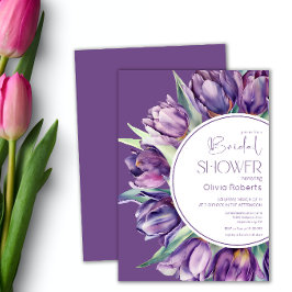 Lila Tulpen Wasserfarbe Brautparty Einladung