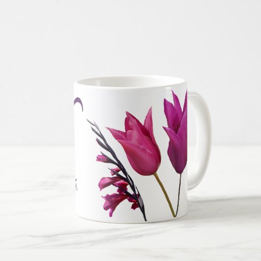 Lila Tulpenblume Kaffeetasse (VorderseiteRechts)
