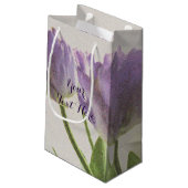 Lila Tulpengeschenktaschen für Gastgeschenk Blume Kleine Geschenktüte (Rückseite Schrägansicht)