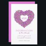 Lila Tulpenherz-Hochzeitsgast-Informationen<br><div class="desc">Tulip Herz Bouquet Monogramm Hochzeitsgast-Informationsblatt. Schöne Broschüre für Hochzeiten ideal, um Ihren Gast zu verstehen, wie Sie Ihre Hochzeitsreise erreichen und sehen Sie den Zeitplan, Unterkunft Informationen und Social Media Hashtag Details zu Ihrem Hochzeitstag. Personalisieren Sie Ihre persönlichen Daten. Hübsche lila Blume, frisch federgrüne Kontur in dunkel-lila mit weißem Tulpendesign...</div>