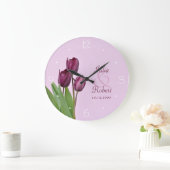 Lila Tulpenjubiläum Große Wanduhr (Zuhause)