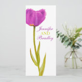 Lila Tulpenmenü Einladung (Stehend Vorderseite)