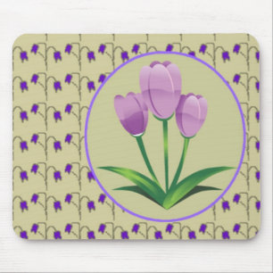 Lila Tulpenschöne Blume vintage Muster süß Mousepad