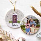 Lila Tür Erste Weihnachten in unserer neuen Zuhaus Keramik Ornament