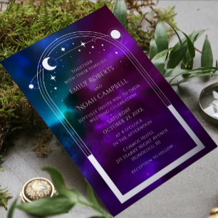 Lila Türk Silber Himmel Folien-Hochzeit Folieneinladung