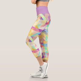 Lila Türkis Blaues grünes Rosa Kunstmuster Capri Leggings
