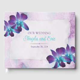 Lila Türkis Blue Dendrobium Orchid Wedding Gästebuch