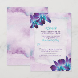 Lila Türkis Blue Dendrobium Orchid Wedding RSVP Karte