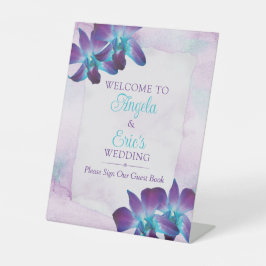 Lila Türkis Blue Dendrobium Orchid Wedding Sockelschild