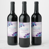 Lila Türkis Blue Dendrobium Orchid Wedding Weinetikett (Flaschen)