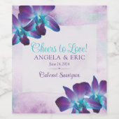 Lila Türkis Blue Dendrobium Orchid Wedding Weinetikett (Einzelnes Label)