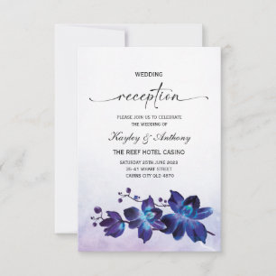 Lila Türkis Blue Orchid Empfang RSVP Karte