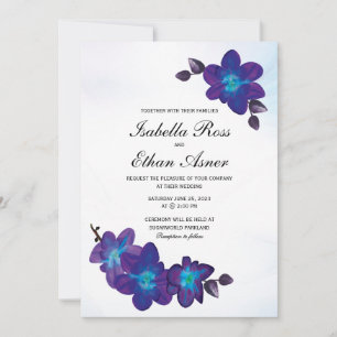 Lila Türkis Blue Orchid Wedding Einladung