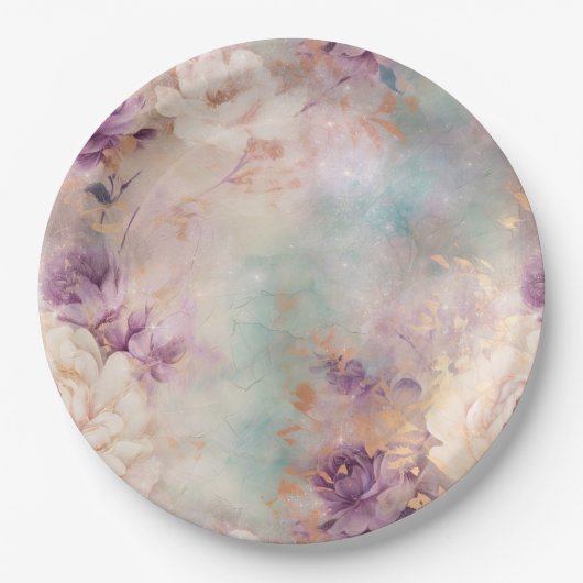 Lila Türkis Blues Pappteller (Vorderseite)