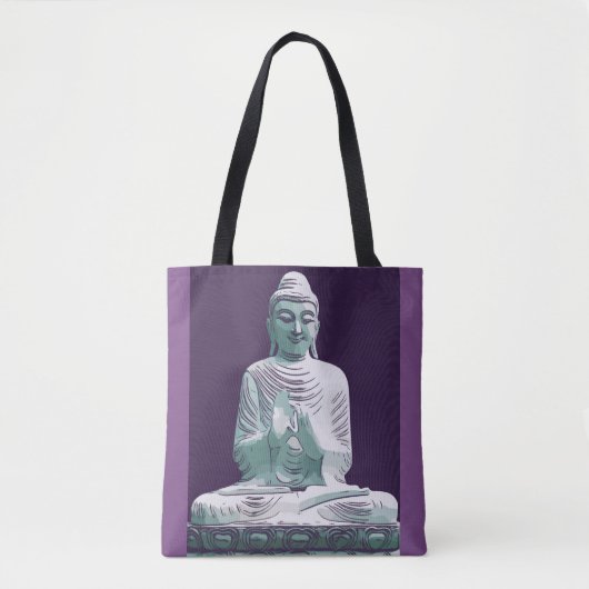 Lila Türkis Friedlich Happy Buddha Tasche (Vorderseite)