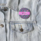 Lila Türkis Meerjungfrau Glitter Funkeln Monogramm Button (Beispiel)