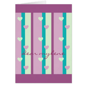 Lila Türkis-Minzen-Grün-Malvenfarbe Stripes Herz