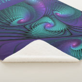 Lila Türkis, modernes abstraktes Fraktal Sherpadecke (3/4)