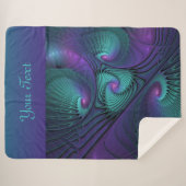 Lila Türkis, modernes abstraktes Fraktal Sherpadecke (Vorderseite (Horizontal))